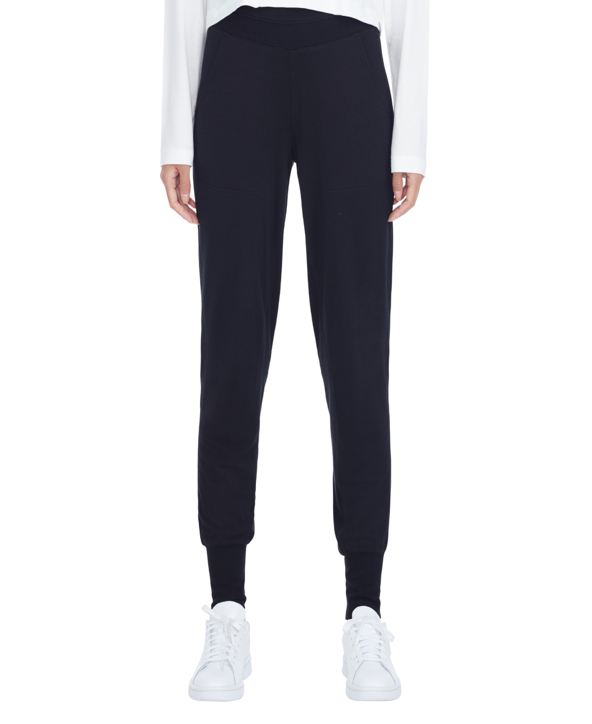 Marc New York Andrew Marc Sport Women's Pull On Light Weight Ribbed Jogger Pants In Black
