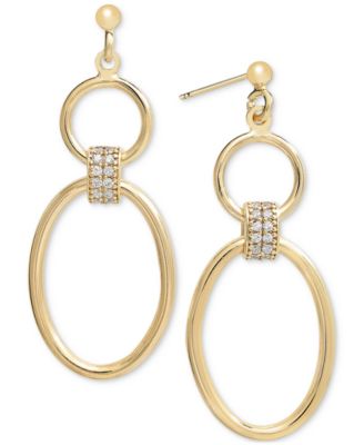 Macy's Diamond Open Oval Drop Earrings (1/5 ct. t.w.) in 14k Gold-Plated Sterling Silver