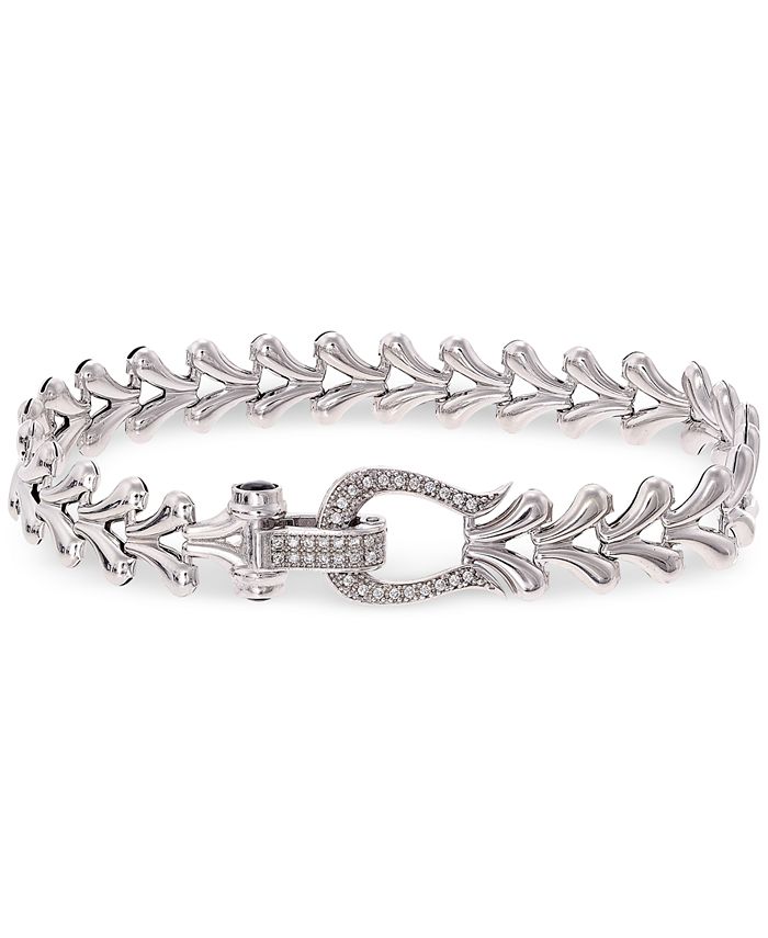 Macy s Diamond Horseshoe Heart Link Bracelet 1 4 ct. t.w. in