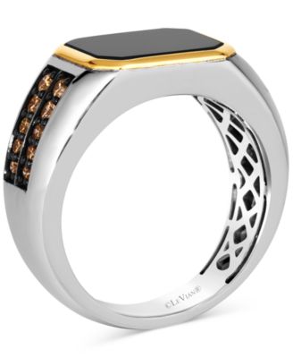 Chocolatier&reg; Men's Onyx & Chocolate Diamond (1/2 ct. t.w.) in Sterling Silver & 14k Gold