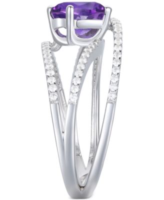 Amethyst (1-3/4 ct. t.w.) & Lab-Grown White Sapphire (3/8 ct. t.w.) Openwork Statement Ring in Sterling Silver (Also in Blue Topaz)