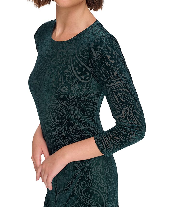 Tommy Hilfiger Petite Velvet Burnout Paisley Print Dress Macy s