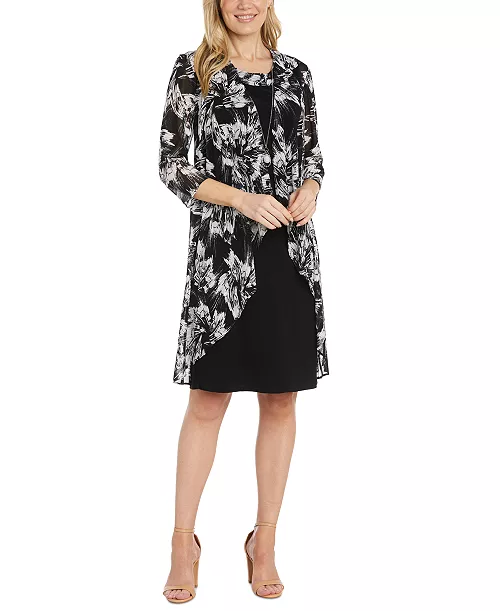 necklace dress & printed jacket