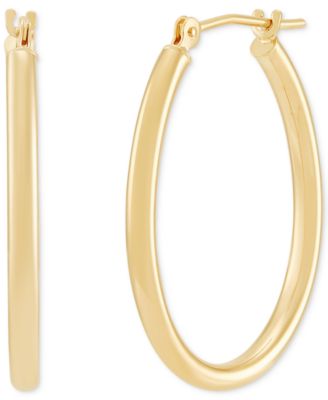 Polished Oval Tube Hoop Earrings in 10k Gold, 1 inch