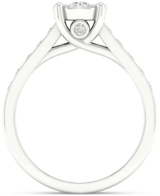 Diamond Cluster Channel-Set Engagement Ring (3/4 ct. t.w.) in 14k White Gold