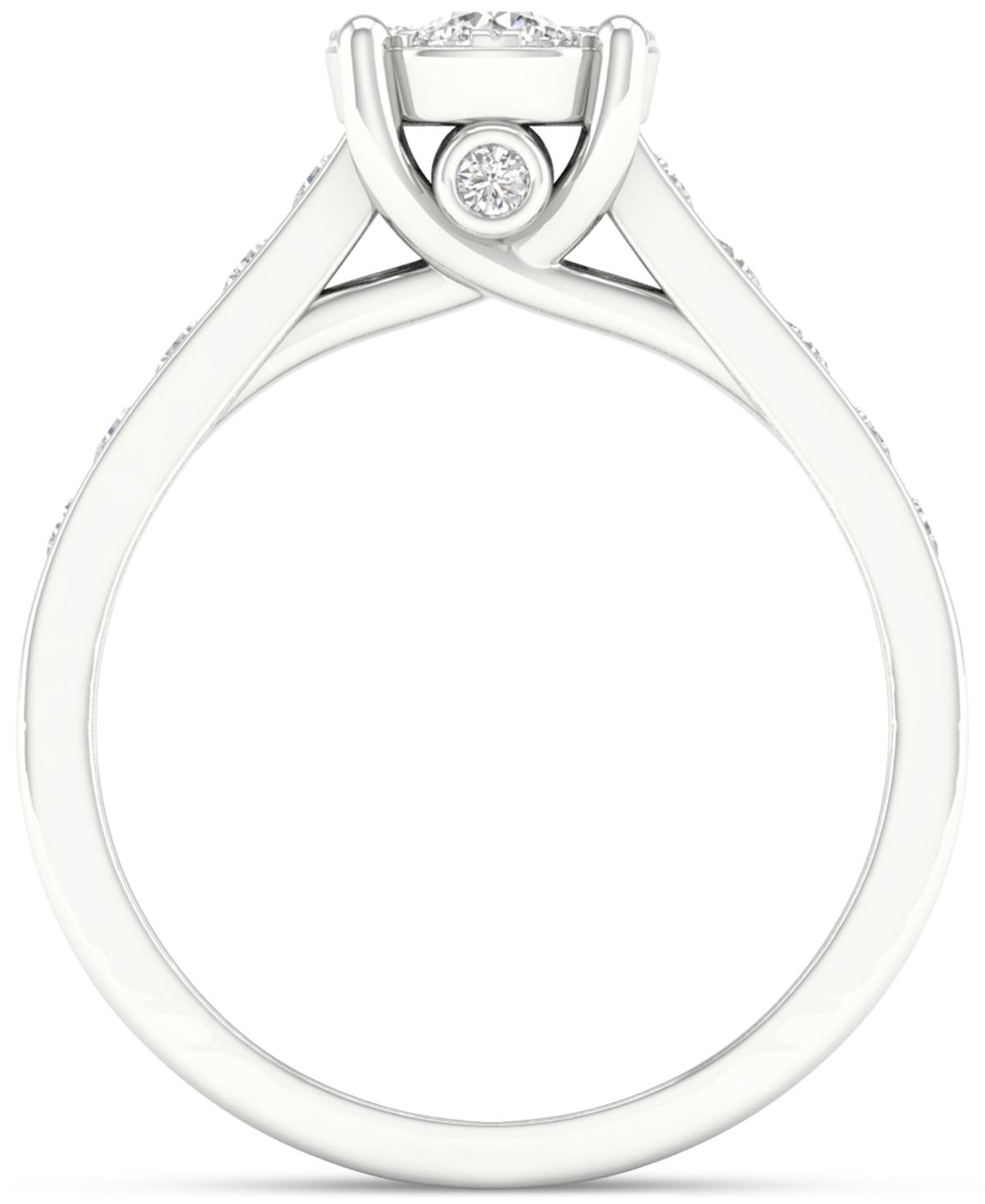Macy's Diamond Cluster Channel-set Engagement Ring (3/4 Ct. T.w.) In 14k White Gold In White Gold