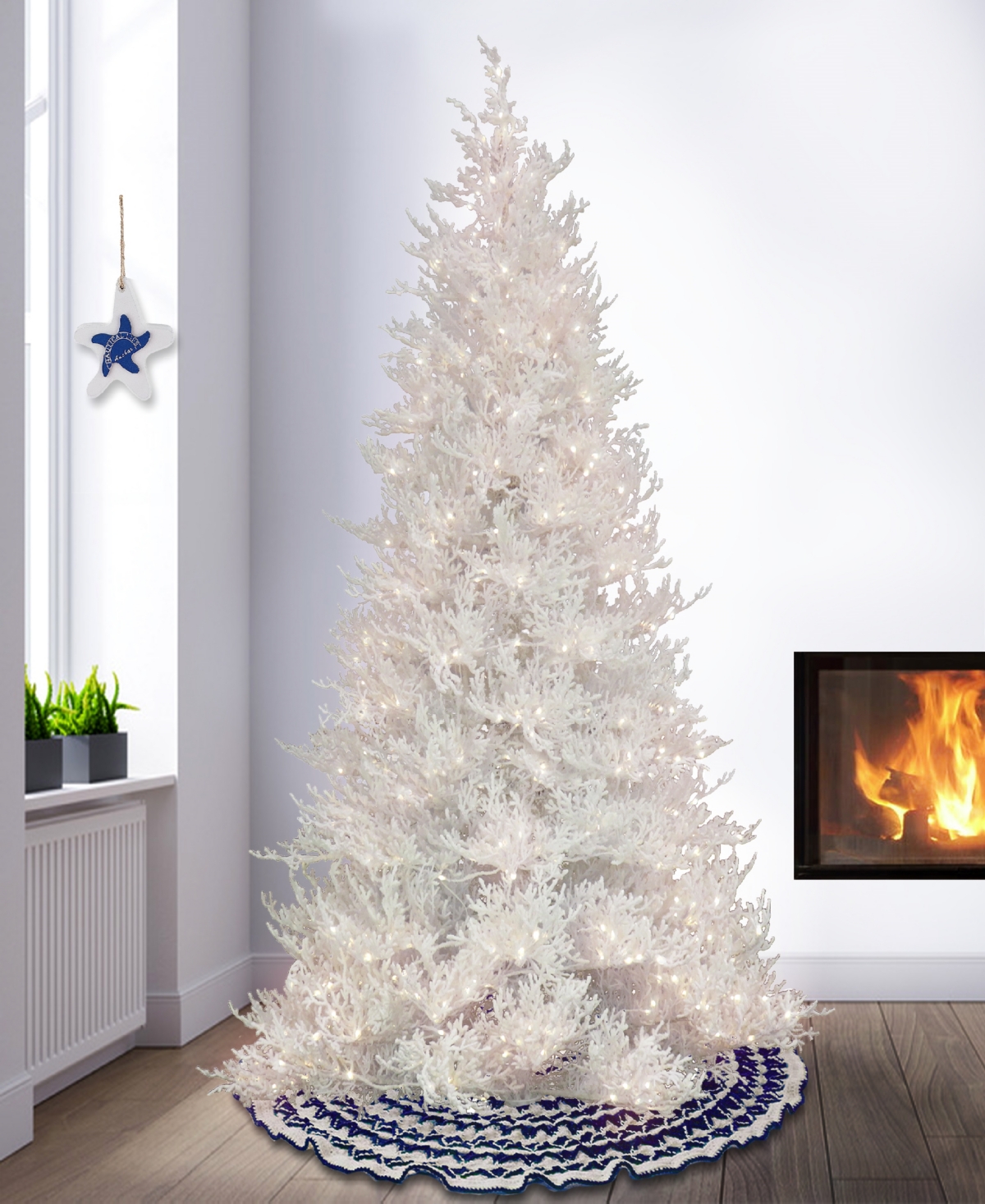 Shop National Tree Company 7.5' Hgtv Home Collection Pre-lit Christmas By The Sea Tree In Coral