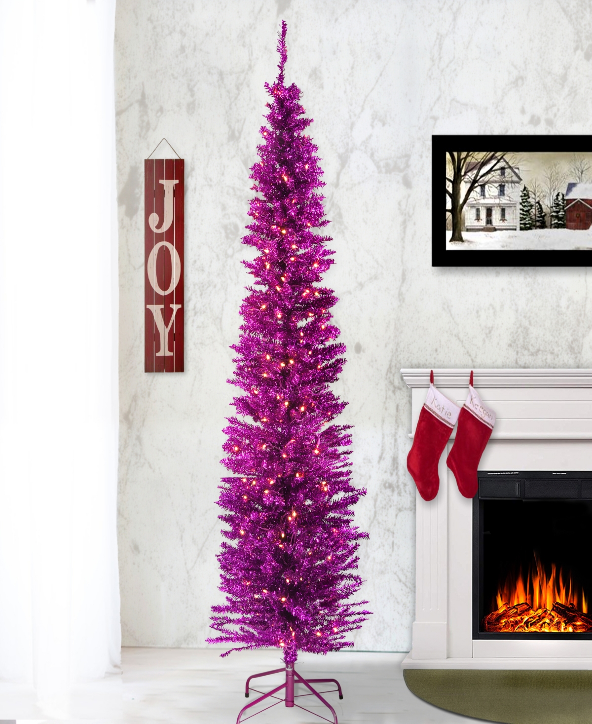 Shop National Tree Company 6' Tinsel Tree With Clear Lights In Pink