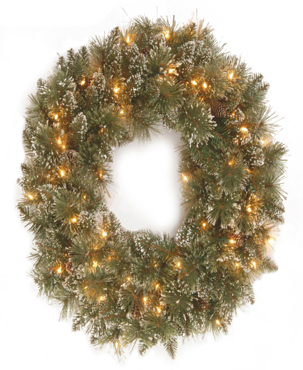 National Tree Company 30" Glittery Bristle Pine Wreath With Twinkly Led Lights In Green