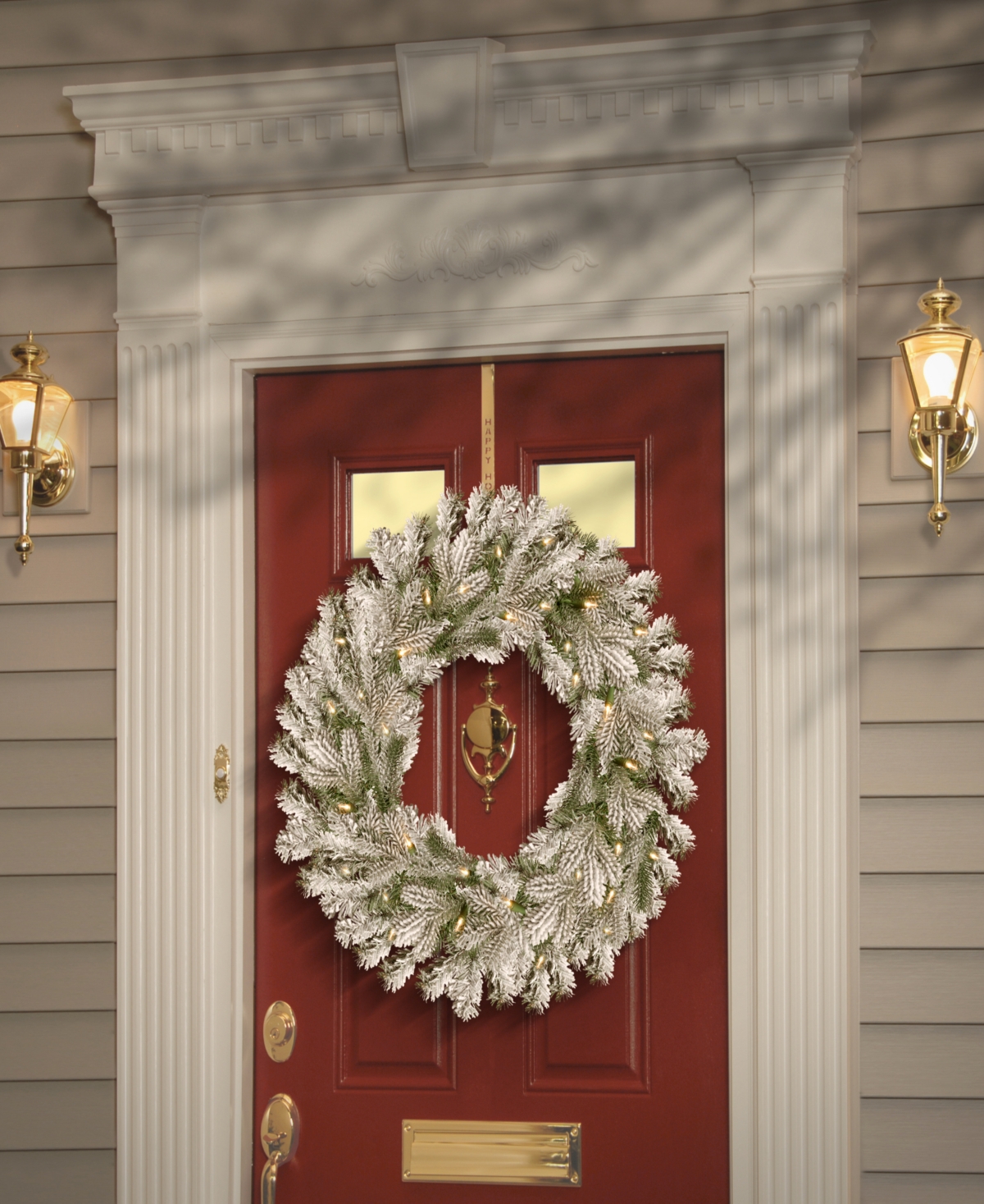 Shop National Tree Company 30" Snowy Sheffield Spruce Wreath With Twinkly Led Lights In Green