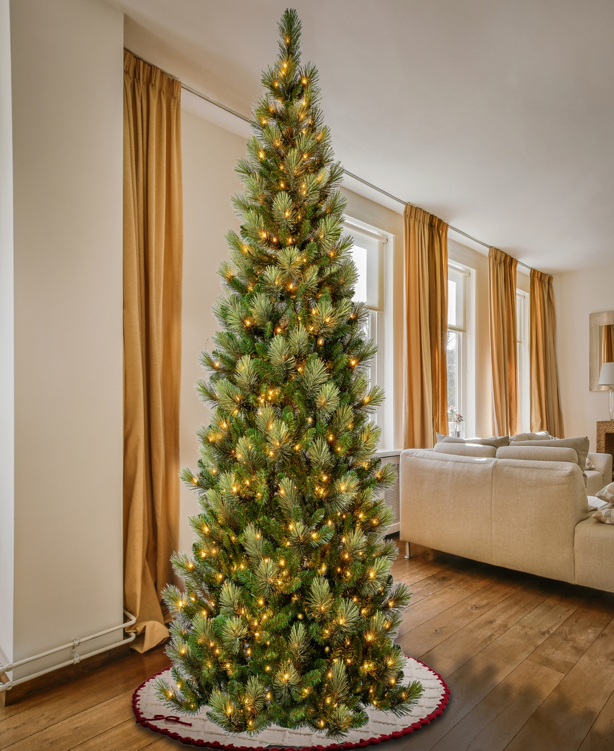Shop National Tree Company First Traditions 9' Charleston Pine Slim Tree With Clear Lights In Green