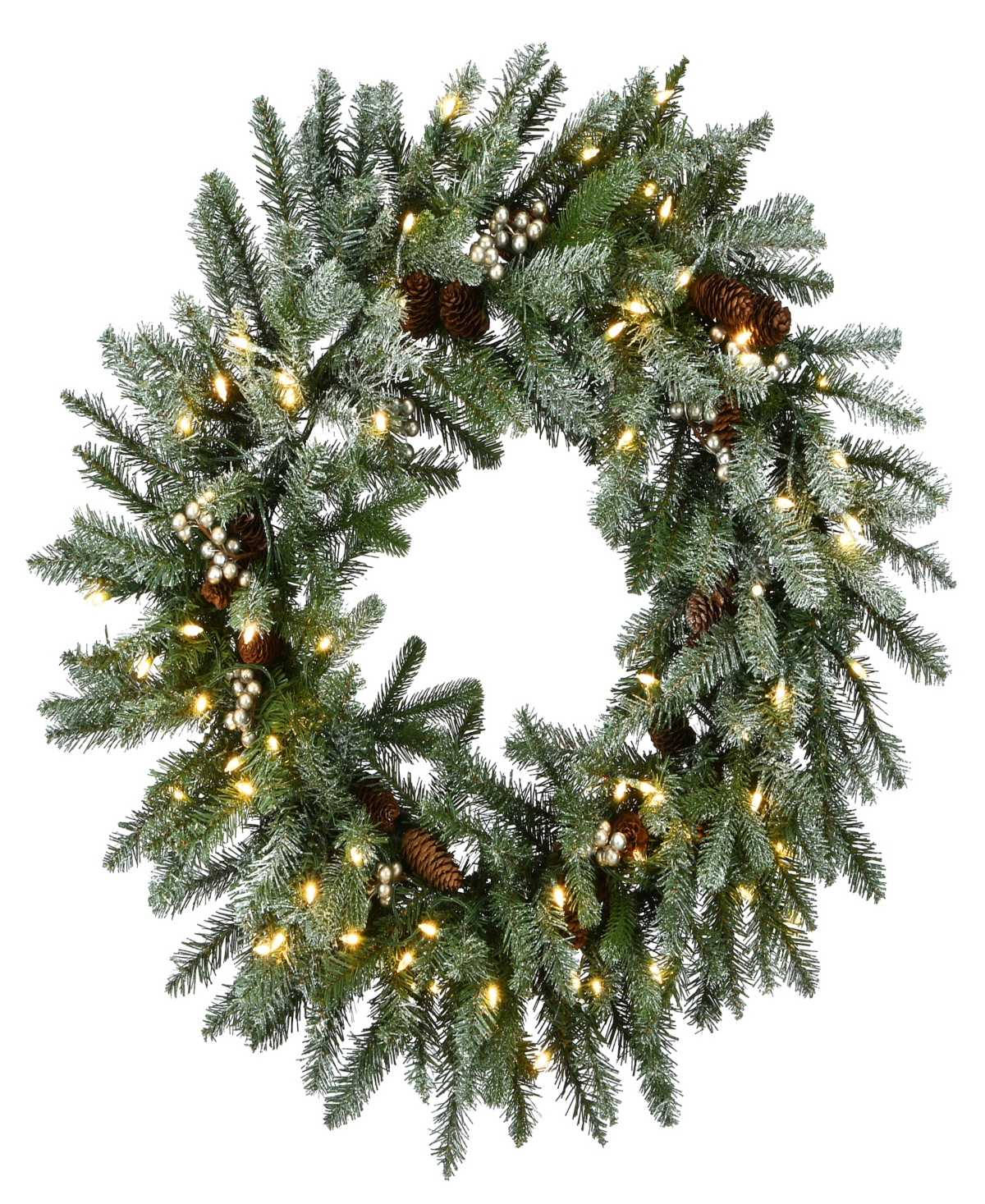 National Tree Company 30" Snowy Morgan Spruce Wreath With Twinkly Led Lights In Green