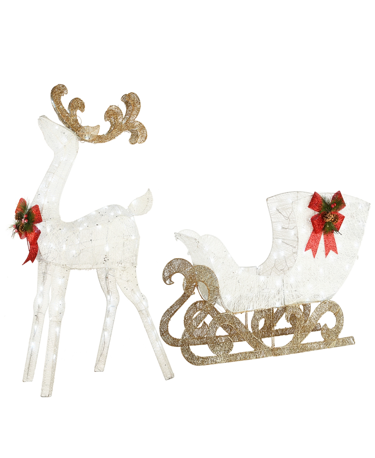 National Tree Company 48" Pre-lit Sisal Reindeer And Sleigh In White