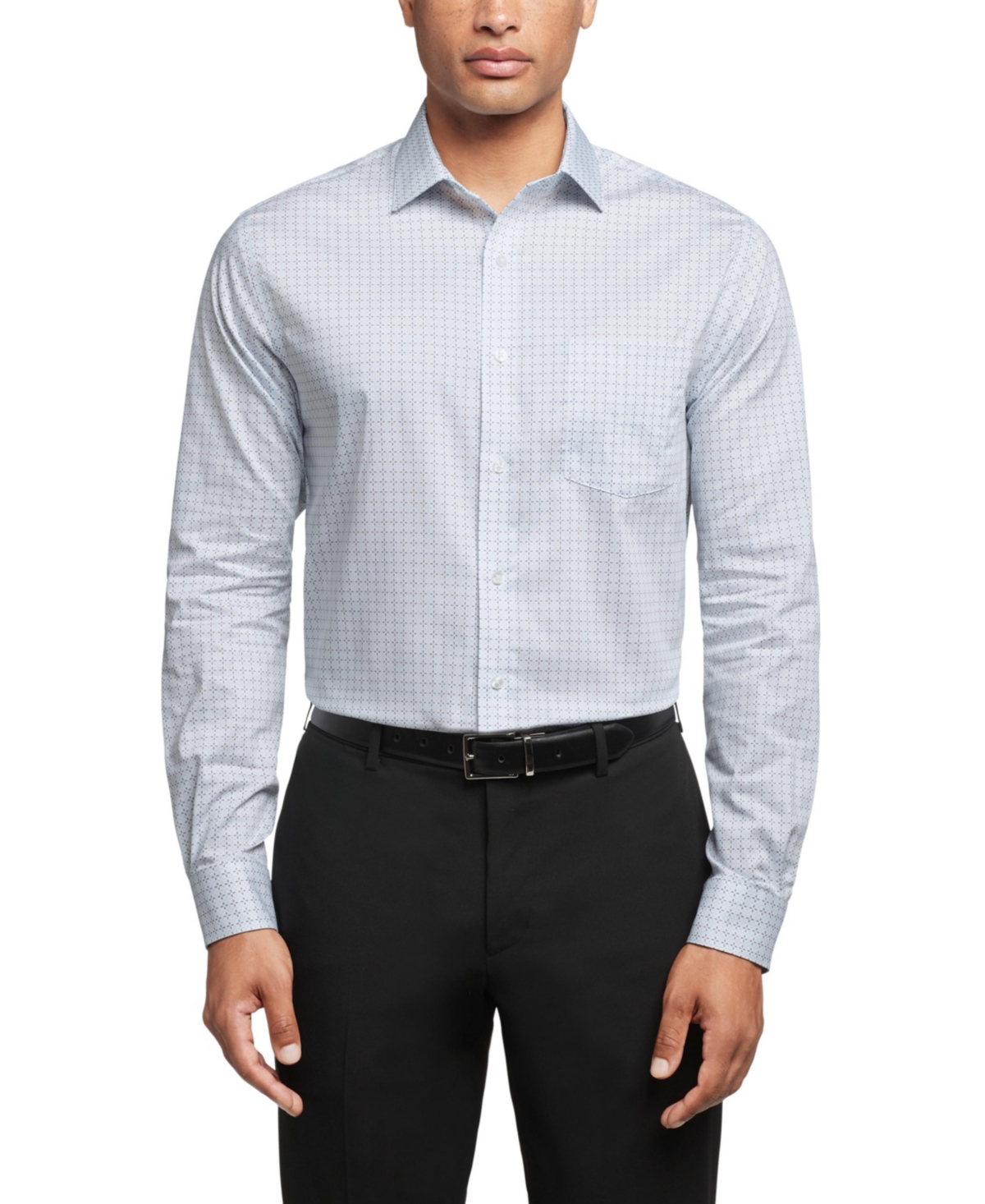 Men's Regular Fit Ultra Wrinkle Free Flex Collar Dress Shirt - Blue Multi