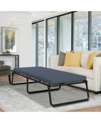 Folding Foldaway Extra Portable Guest Bed Cot with Gel Lux Foam Mattress-Twin