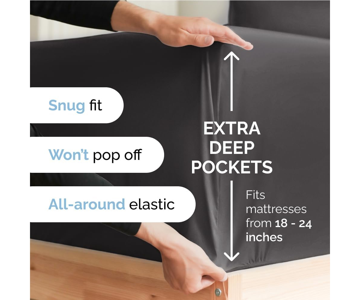 Cgk Unlimited Extra Deep Pocket 18 - 24 Inch Microfiber Fitted Sheet -