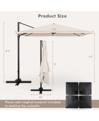 Patio 9.5FT Square Cantilever Offset Hanging Umbrella 2-Tier 360&deg; Outdoor