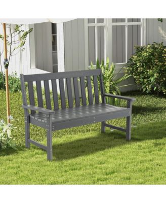 Garden Bench All-Weather HDPE 2-Person Outdoor Bench for Front Porch Backyard