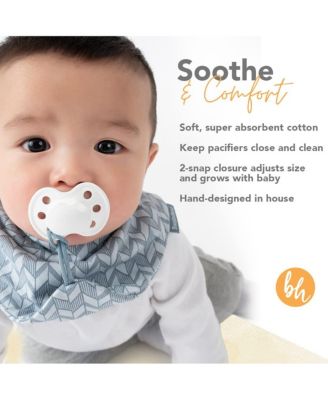 Baby Cotton Baby Drool Bibs, Teething Bib and Pacifier Holder Bib, 2 pack Pink Rainbows