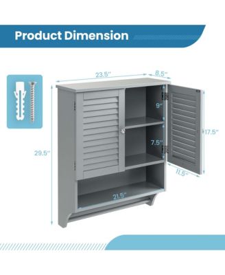 Bathroom Wall Mounted Medicine Cabinet with Louvered Doors & Towel Bar