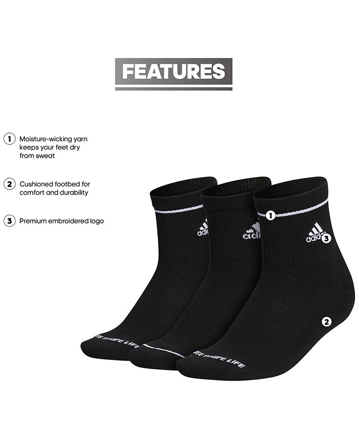 adidas Cushioned Sport 2.0 Women's Quarter Ankle Socks - 3 Pack