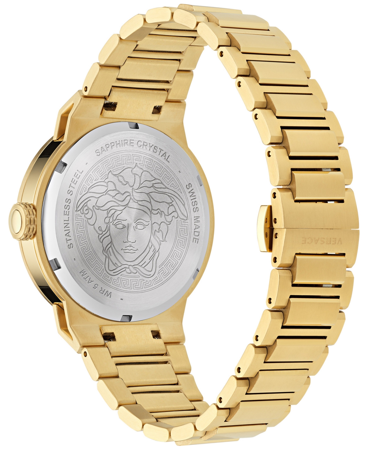 Shop Versace Men's Swiss Medusa Infinite Gold Ion Plated Stainless Steel Bracelet Watch 47mm In Ip Yellow Gold