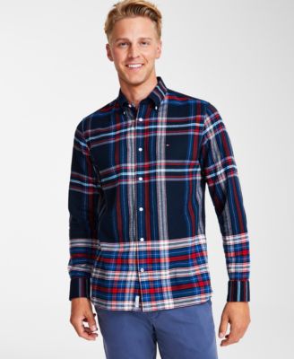 Tommy Hilfiger - Men's Gradient Check Regular-Fit Long-Sleeve Button-Down Shirt
