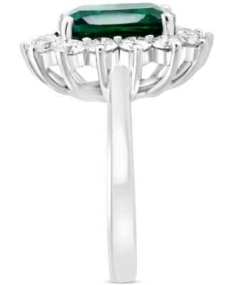 EFFY&reg; Lab Grown Emerald (3-1/4 ct. t.w.) & Lab Grown Diamond (1-3/8 ct. t.w.) Halo Ring in 14k White Gold