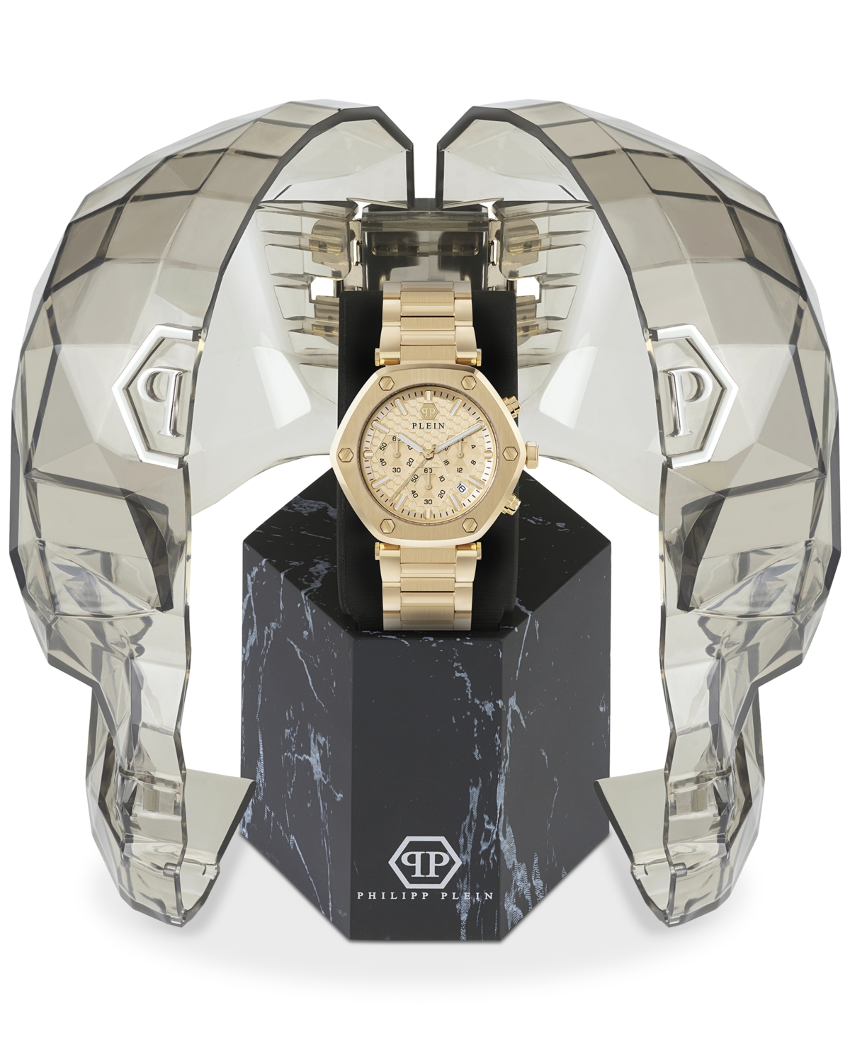 Philipp Plein The Hexagon Chrono Bracelet Watch In Ip Yellow Gold