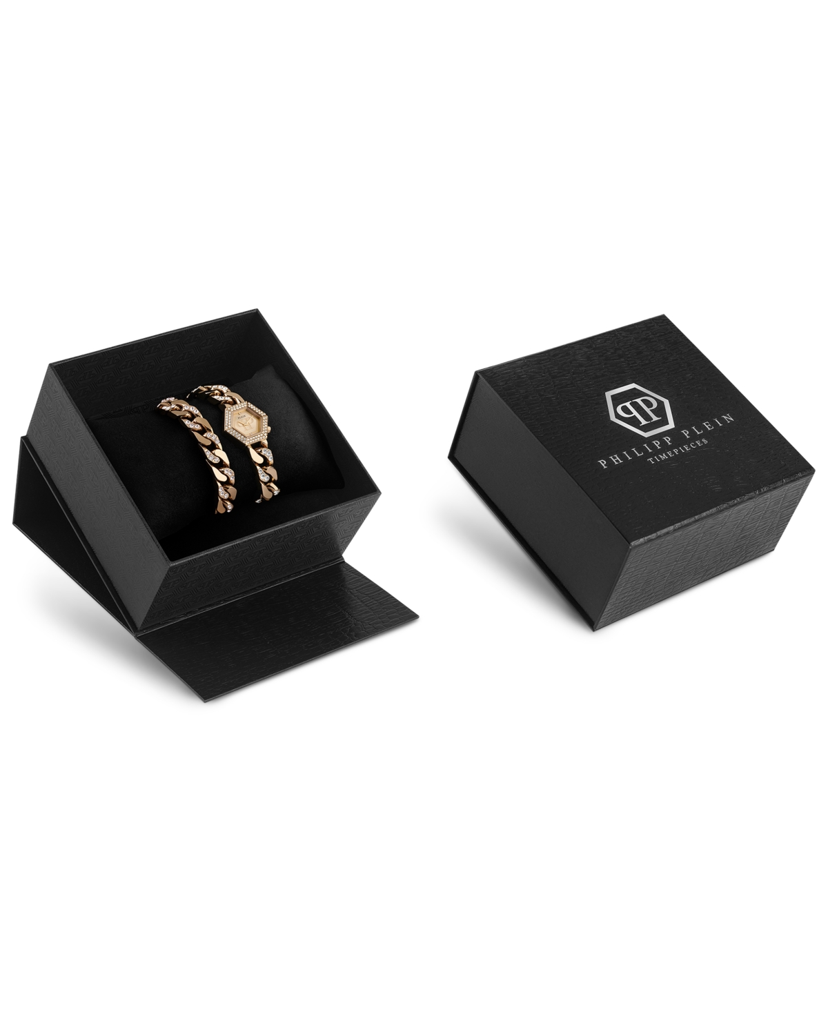 Philipp Plein The Hexagon Groumette Crystal Watch In Gold