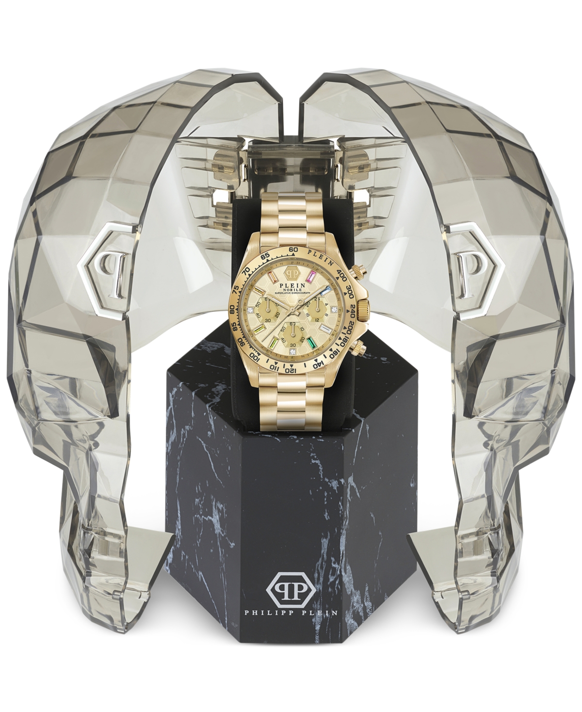 Philipp Plein Nobile Lady Chronograph Watch In Ip Yellow Gold