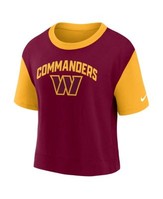 Women's Gold, Burgundy Washington Commanders High Hip Fashion T-shirt