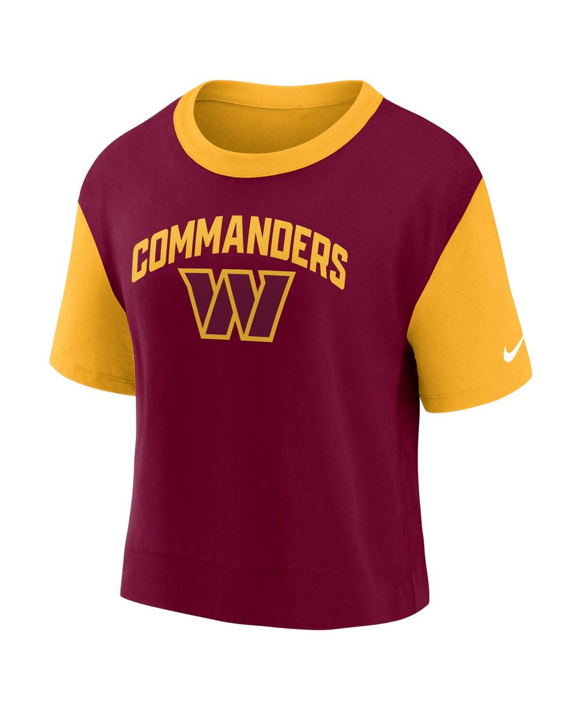 Nike Women's  Gold, Burgundy Washington Commanders High Hip Fashion T-shirt In Gold,burgundy