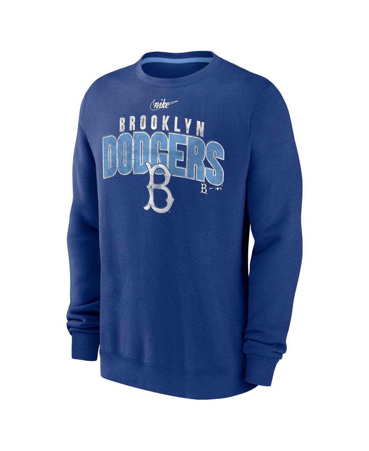 Shop Nike Men's  Royal Brooklyn Dodgers Cooperstown Collection Team Shout Out Pullover Sweatshirt