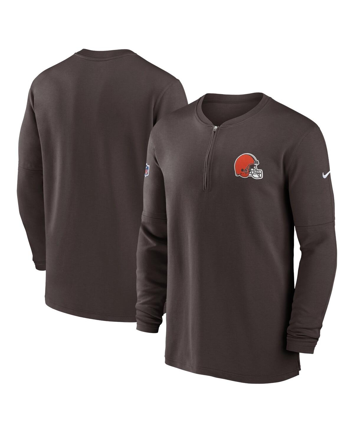 Nike Men's  Brown Cleveland Browns 2023 Sideline Performance Long Sleeve Quarter-zip Top