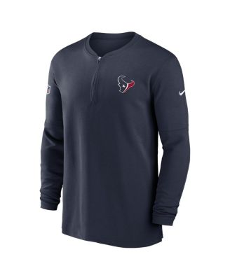 Men's Navy Houston Texans 2023 Sideline Performance Long Sleeve Quarter-Zip Top