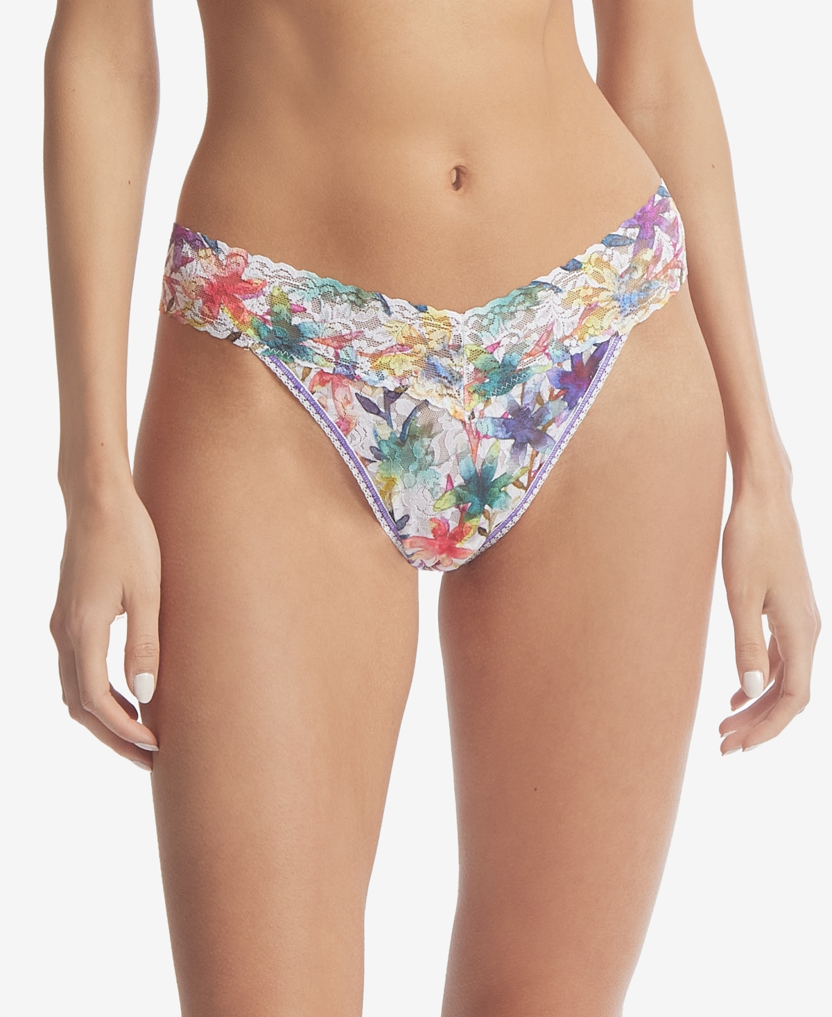 Hanky Panky Printed Signature Lace Original Rise Thong, Pr4811 In Still Blooming