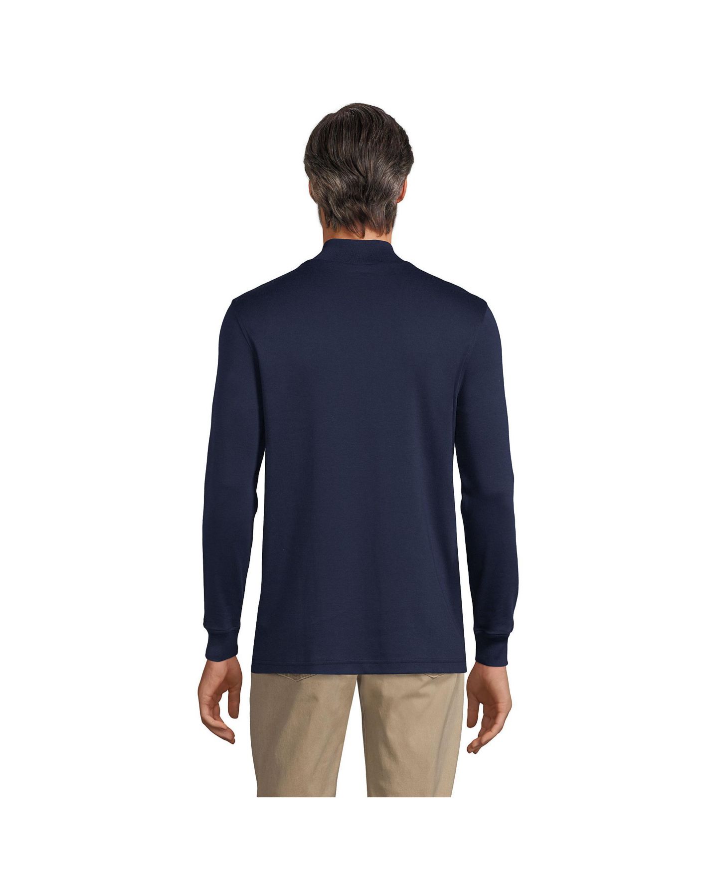 Мужской топ Lands' End Big & Tall Cotton Supima Mock Turtleneck, цвет: Тёмно-синий — фото 2
