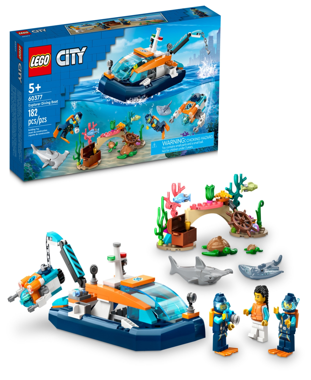 Lego Kids' City Explorer Diving Boat Ocean Building Toy Set Play 60377 In Multicolor