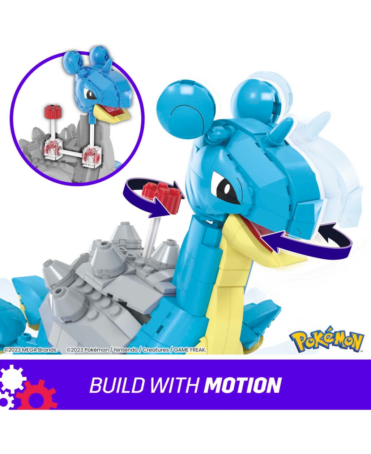 Shop Pokémon Mega Pokemon Lapras Building Toy Kit With Action Figure (527 Pieces) For Kids In Multi-color