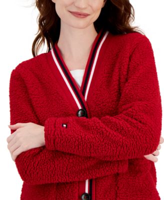 Women's Fuzzy V-Neck Cardigan Sweater