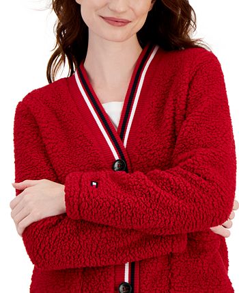 Tommy hilfiger red cardigan sales
