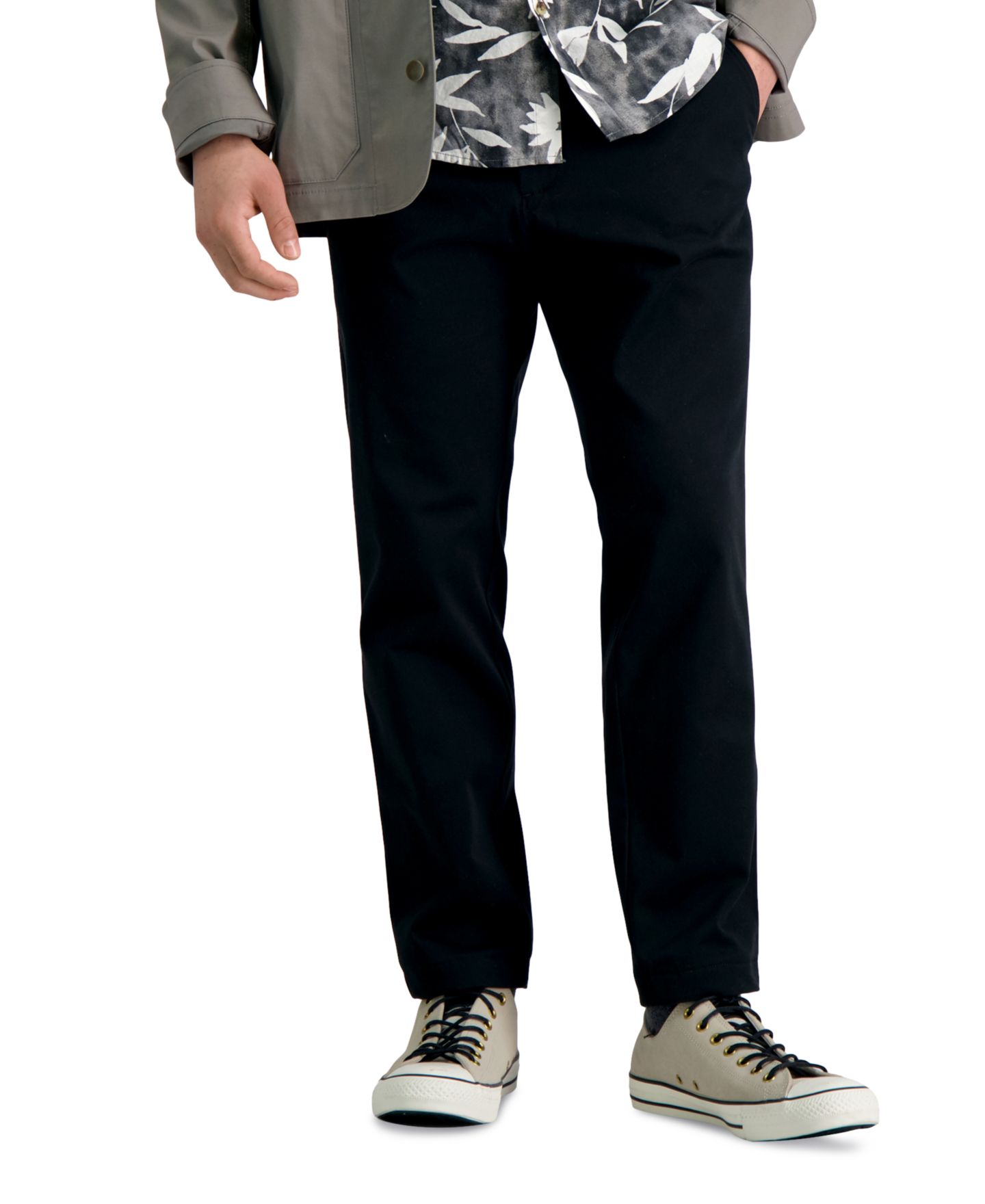 Мужские брюки Haggar Slim-Fit Life Khaki™ Comfort, цвет: Чёрный — фото 1