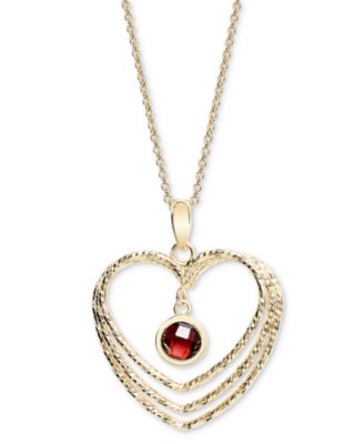 Macy's Garnet Orbital Triple Heart Pendant Necklace (1-1/10 ct