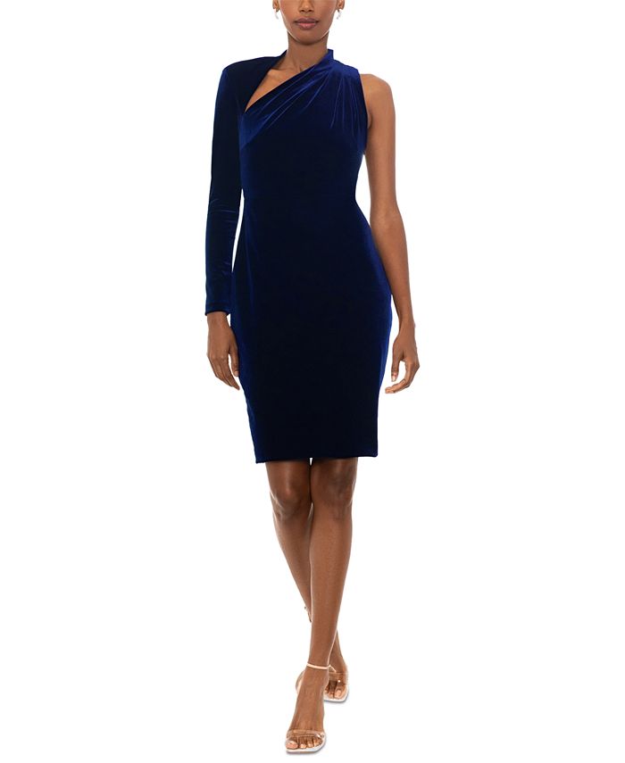 Betsy Adam Petite Velvet Asymmetric Neck One Shoulder Dress Macy s