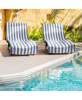 Cabo Cabana Chaise Lounge Chair Covers (2 Pack), Striped Color Options, Soft Cotton, 30x85 in. with 8" Fitted Pocked for Beach Chair