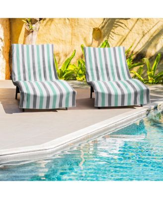 Cabo Cabana Chaise Lounge Chair Covers (2 Pack), Striped Color Options, Soft Cotton, 30x85 in. with 8" Fitted Pocked for Beach Chair