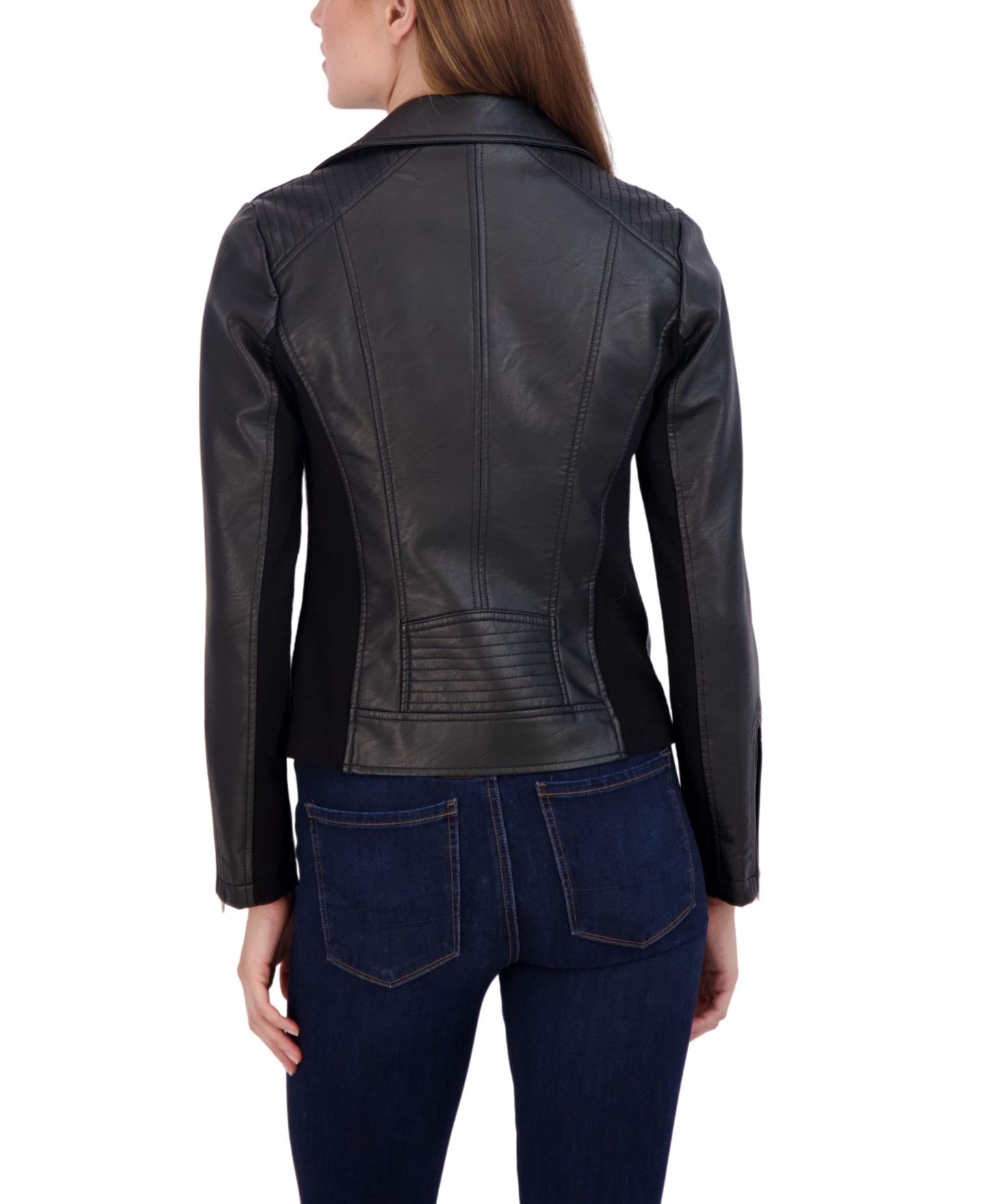 Женская куртка Sebby Collection Faux Leather Biker, цвет: Чёрный — фото 4