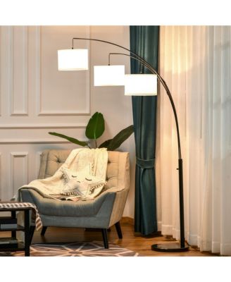 Arc Floor Lamp w/3 Hanging Drum Shape Lampshade, and Flexible Steel Pole