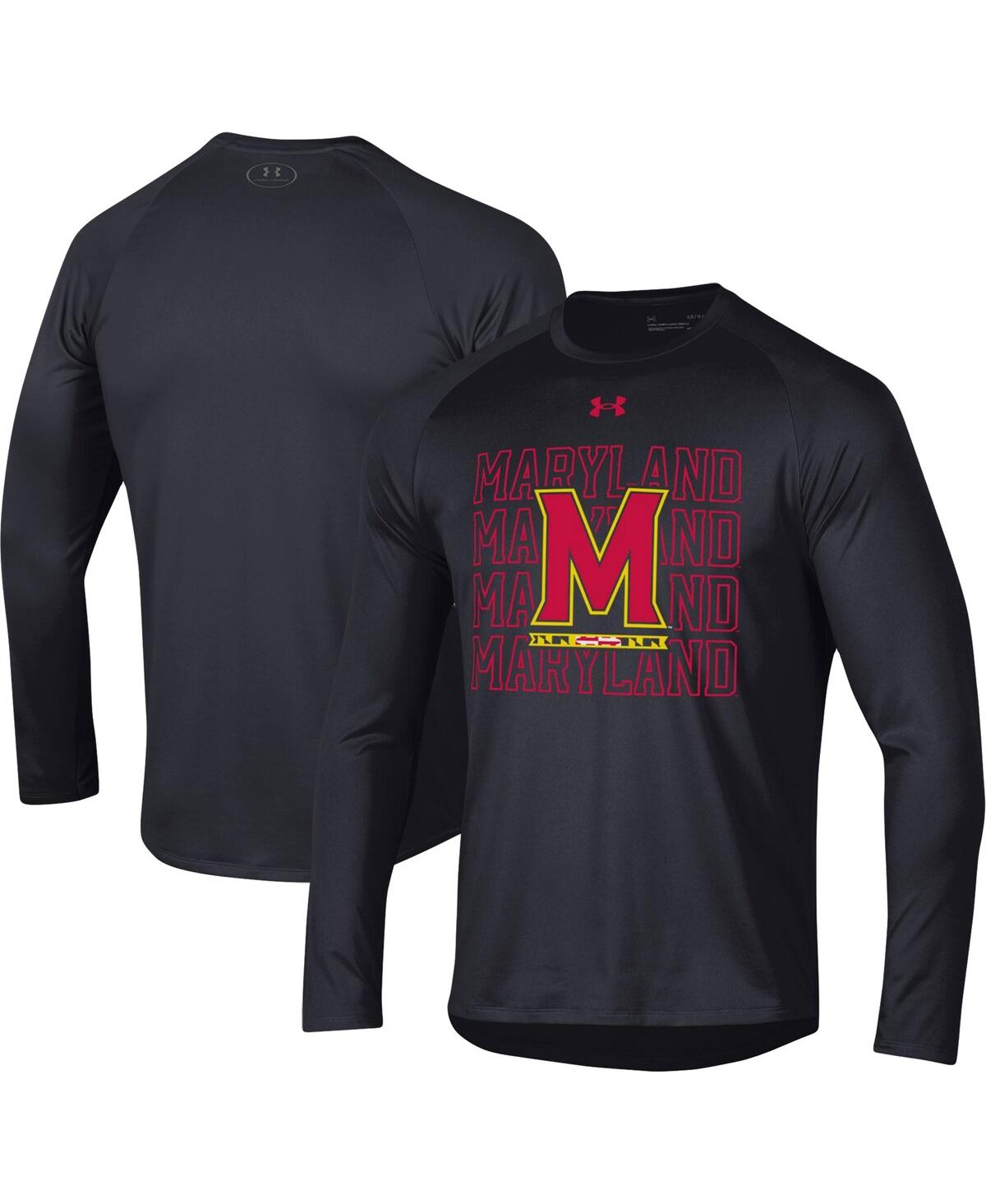 Under Armour Men's  Black Maryland Terrapins 2023 Sideline Tech Raglan Long Sleeve T-shirt